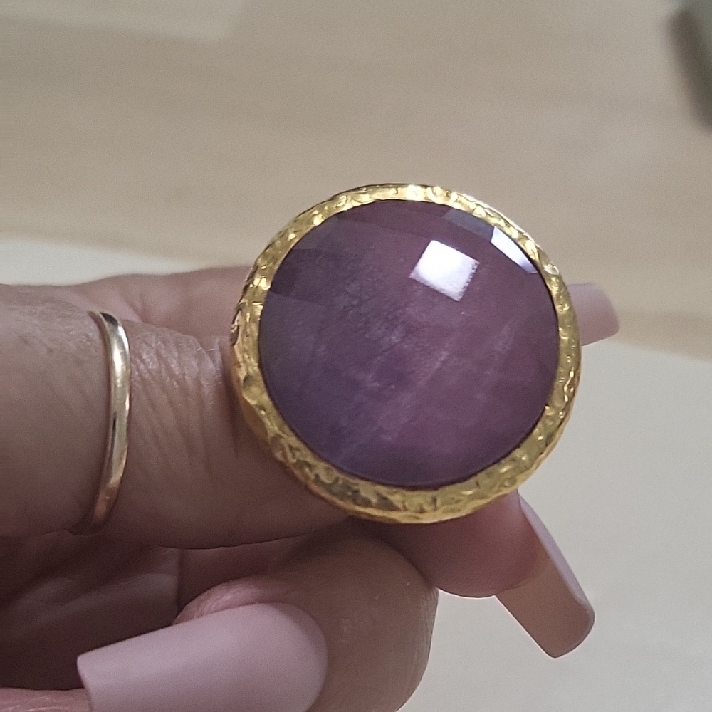 Gold and Purple Gemstone Ring